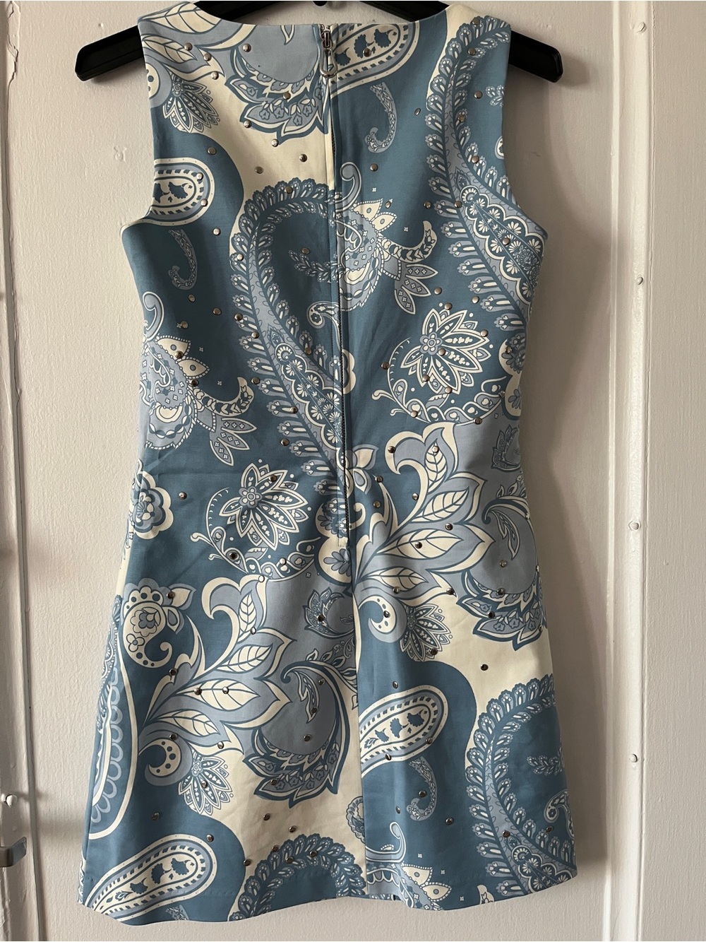 Camila Coelho silver stud blue paisley mini dress - Picture 3 of 6